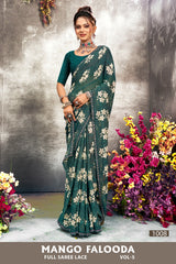 Mango Falooda Vol-5 Chiffon Saree Set (8 Pcs) Floral Print Lace Border Daily Wear - M.R. Saree Emporium