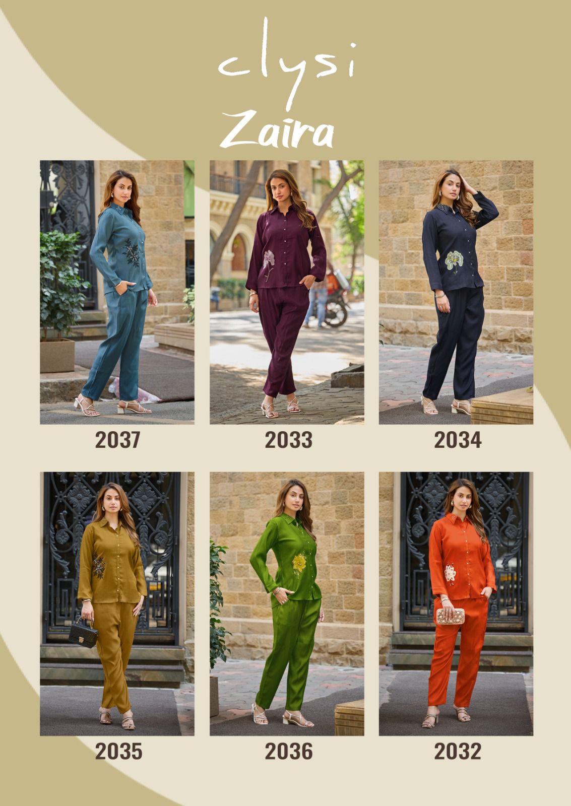 Clysi Zaira Co-Ord Set Viscose Silk 6 Pcs S–3XL