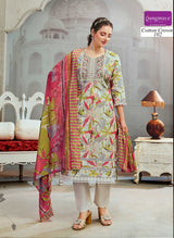 Cotton Crown Kurti Pant Dupatta Set Collection 6 Pcs Set