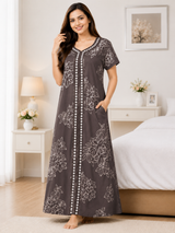 Premium Cotton Printed Nighty - 3 Pcs Set