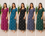 Premium Cotton Printed Nighty - 5 Pcs Set