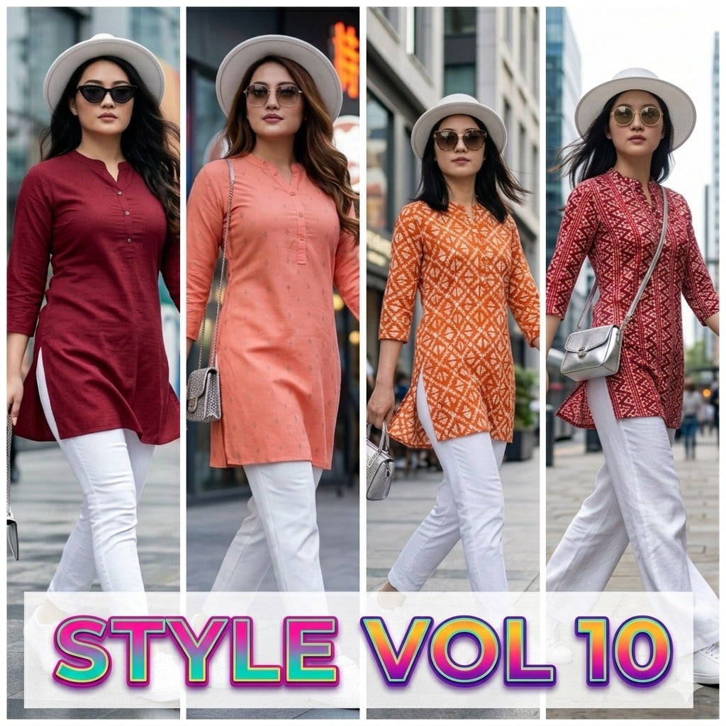 STYLE VOL 10 Women Cotton Short Kurti Top - Casual Daily Wear
