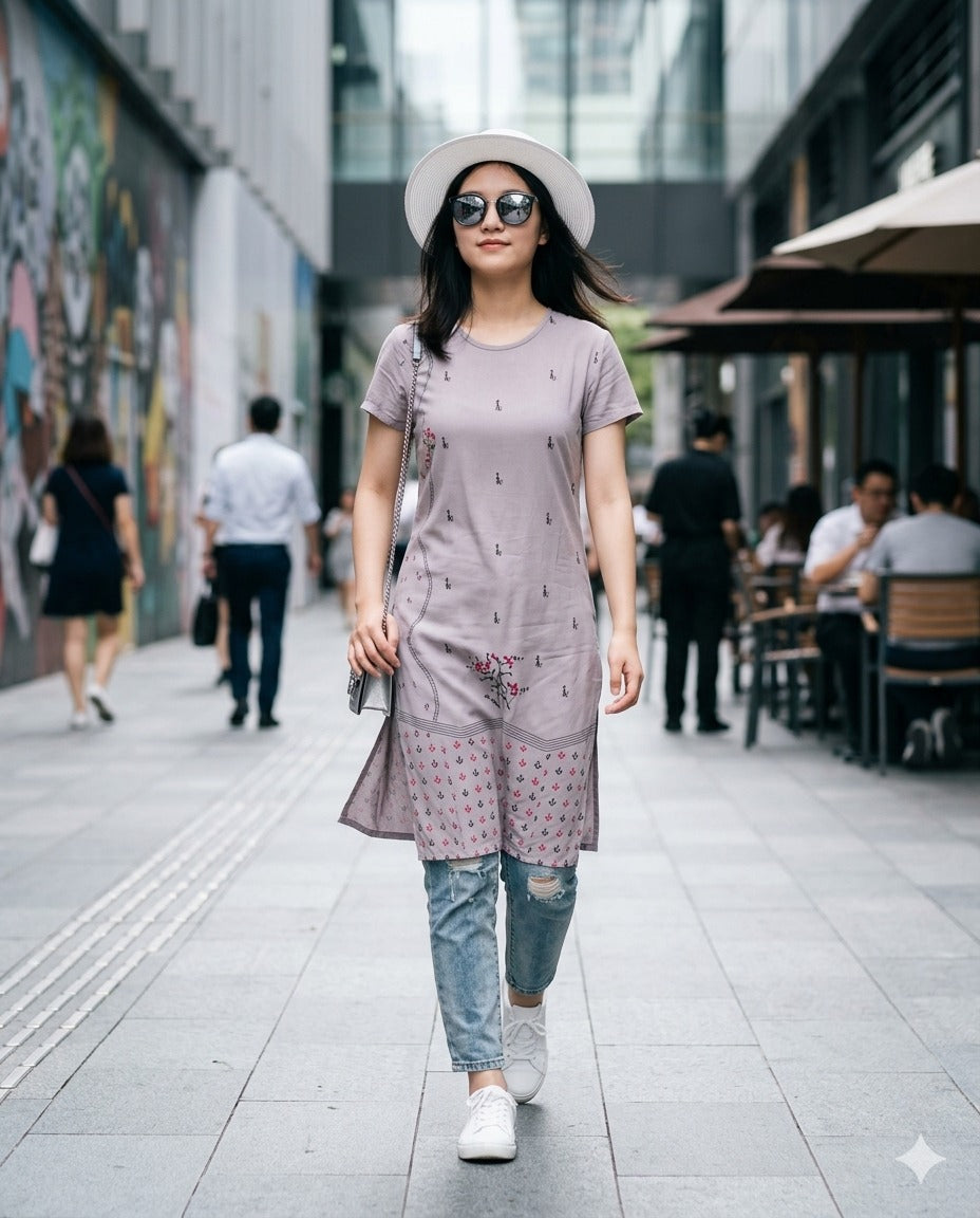 D.No 4014 Cotton Hosiery Long T-Shirt Top