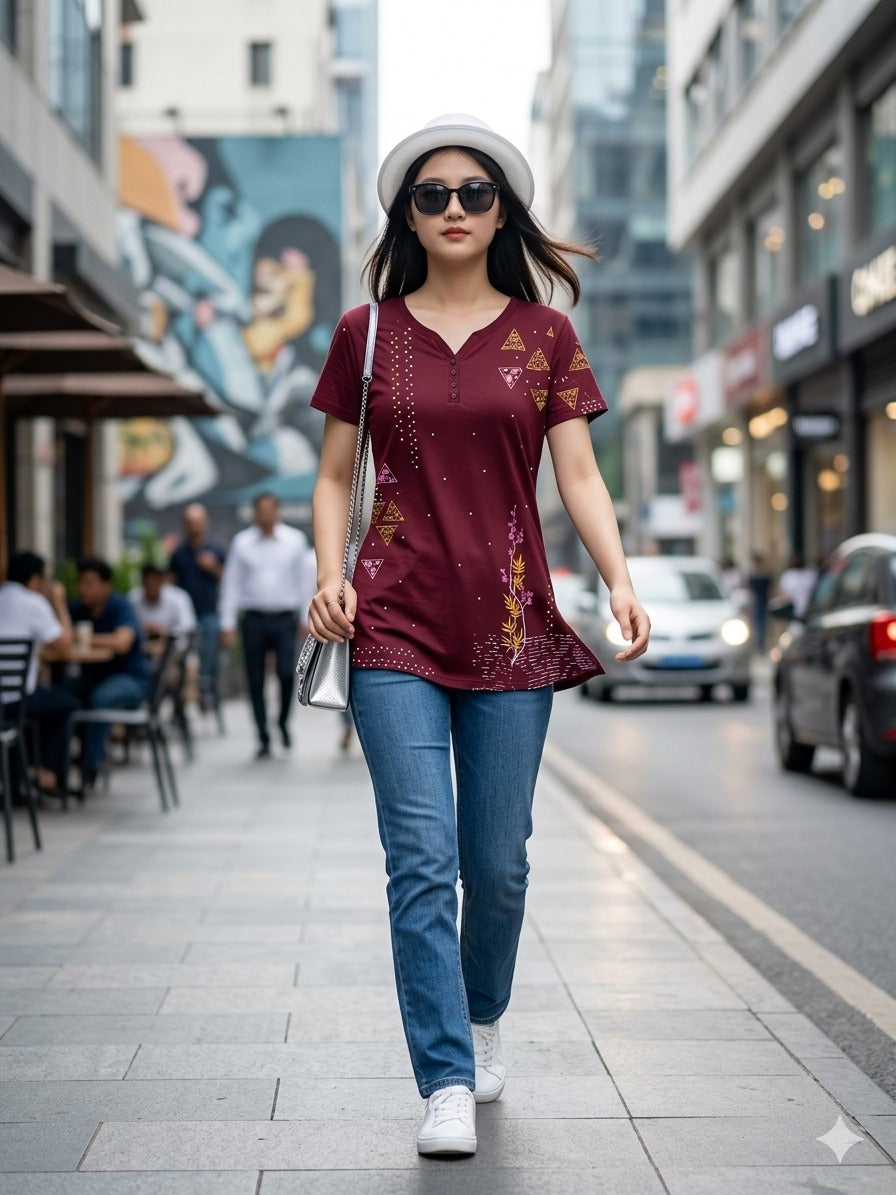 D.No 4025 Cotton Hosiery Long T-Shirt Top