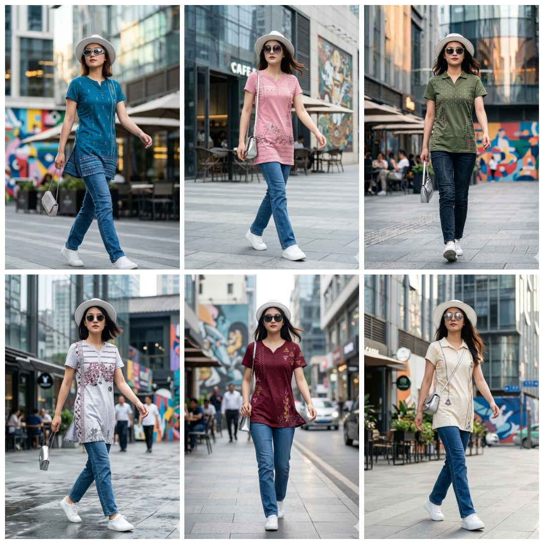 D.No 4025 Cotton Hosiery Long T-Shirt Top