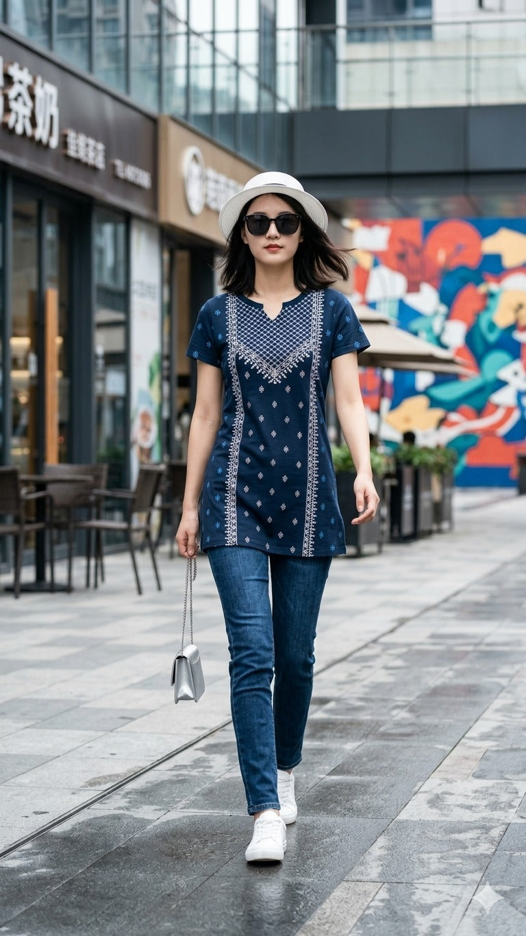 D.No 4085 Cotton Hosiery Long T-Shirt Top