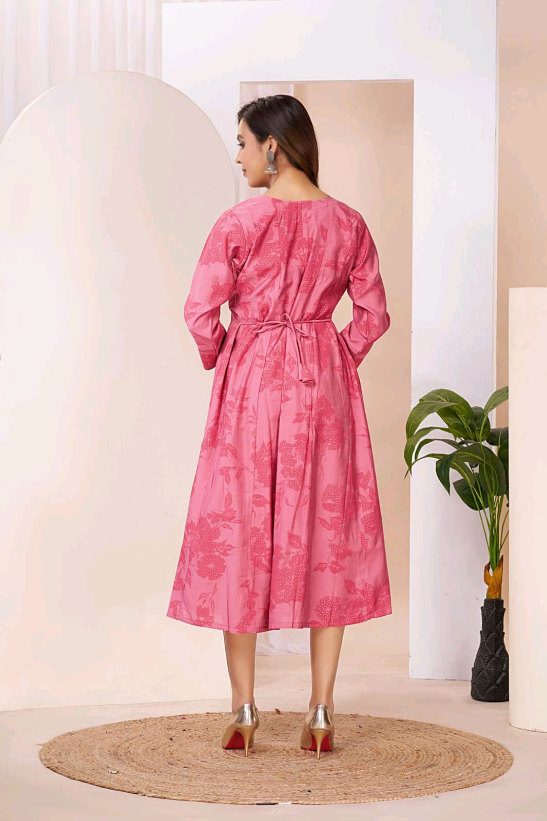 Deecee Meraki Roman Silk Foil Print Flared Kurti - 6 PCS Set
