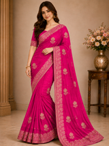 Designer Gold Satar Fabric Saree 5 Pcs Set With Zari Weaving Bootie & Rich Zari Border – Party Wear Collection-M.R. Saree Emporium