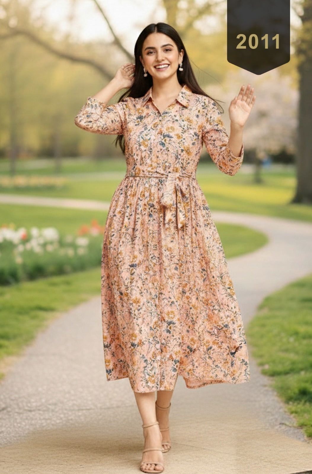 Flory Vol 3 Cotton Dress for Women - Printed Stylish Long Casual Dress