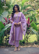Girnar Dhvani Vol 01 Roman Silk Suit Set - Embroidered Kurti Pant Dupatta Set for Women