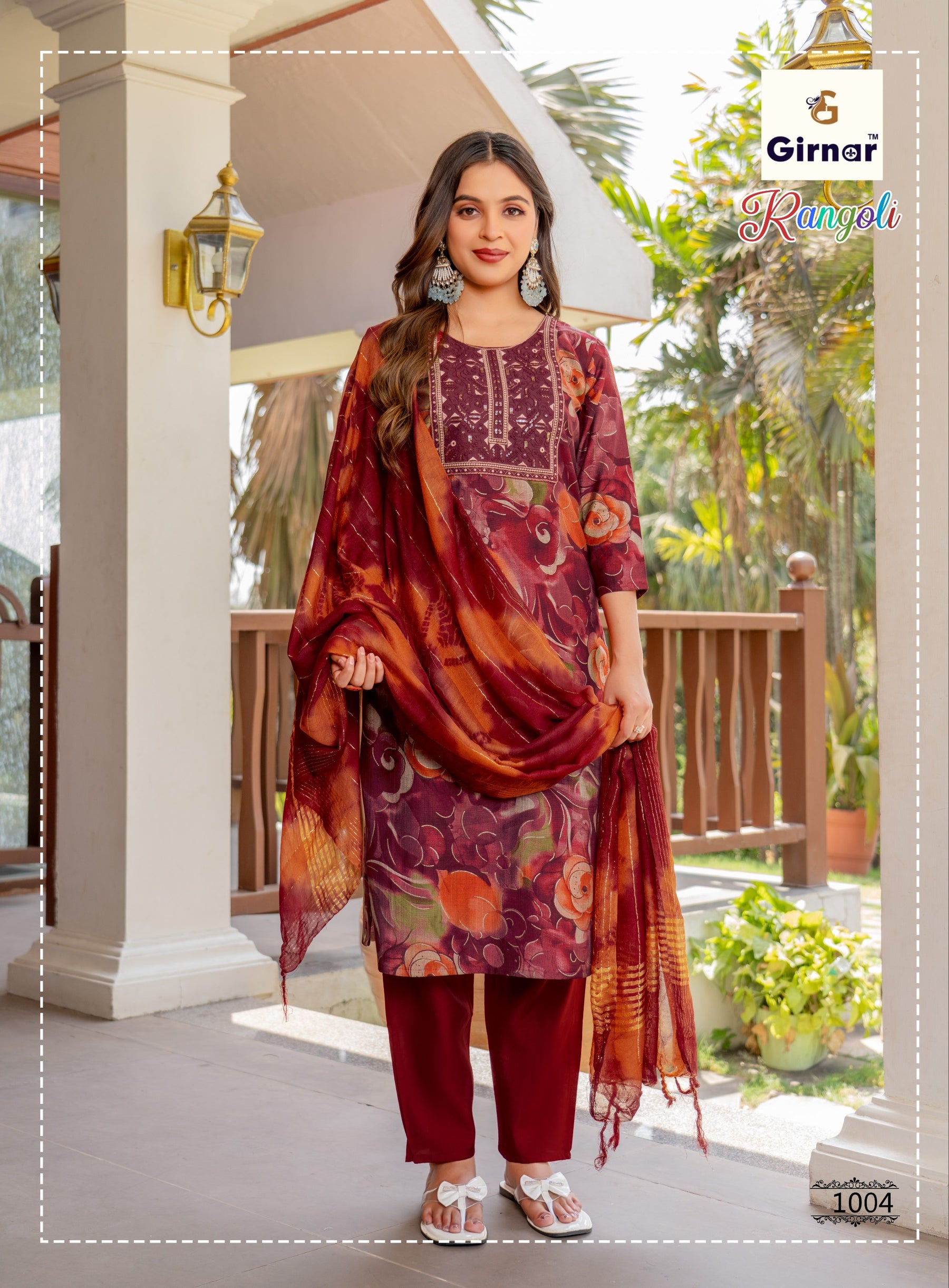 Girnar Rangoli Vol-1 Kurti Pant Dupatta Set - 3 PCS Catalog - 8 Designs - M.R. Saree Emporium