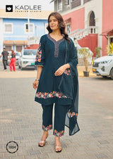 Kadlee Aamira Dhabu Cotton Thread Work Kurti Pant Dupatta Set - Designer Ethnic Wear 4 Pc Set - M.R. Saree Emporium
