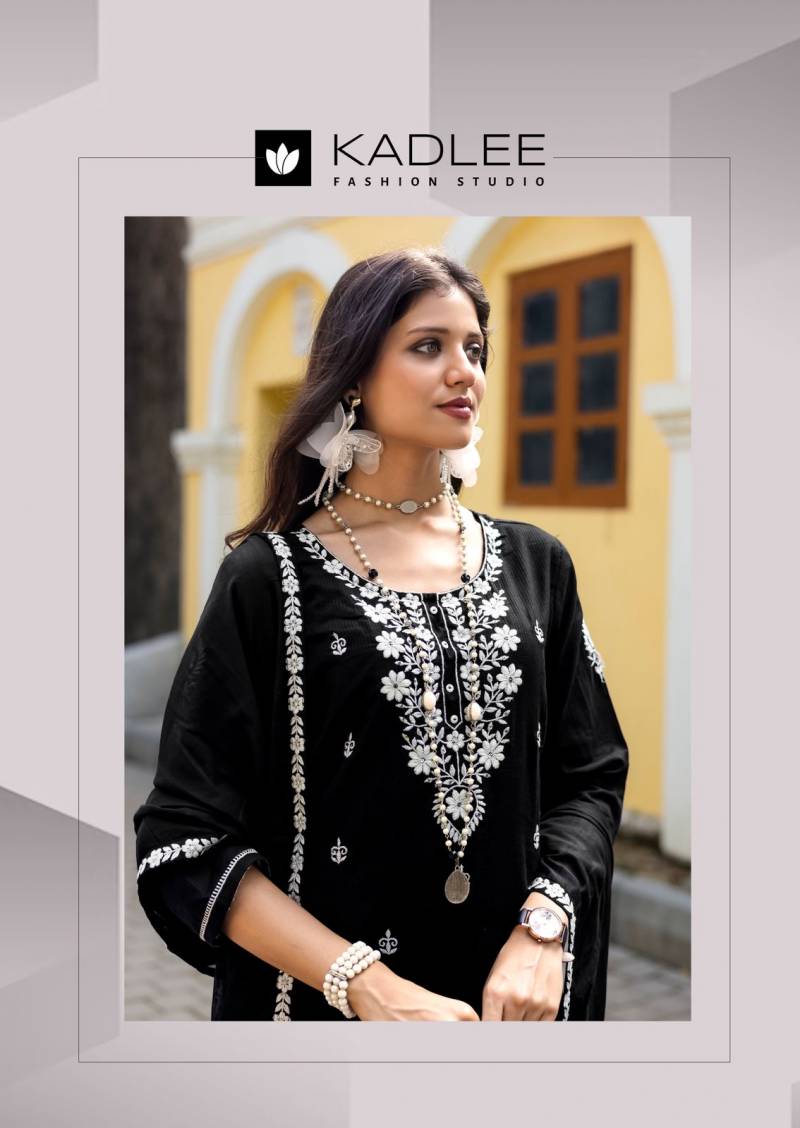 Kadlee Aarya Pure Cotton Kurti Pant Dupatta Set - 6 PCS Set - Thread Work Collection - M.R. Saree Emporium