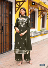 Kadlee Aarya Pure Cotton Kurti Pant Dupatta Set - 6 PCS Set - Thread Work Collection - M.R. Saree Emporium