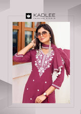 Kadlee Aarya Pure Cotton Kurti Pant Dupatta Set - 6 PCS Set - Thread Work Collection - M.R. Saree Emporium