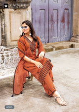 Kadlee Aarya Pure Cotton Kurti Pant Dupatta Set - 6 PCS Set - Thread Work Collection - M.R. Saree Emporium