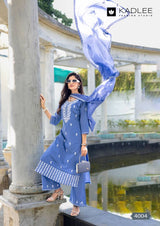 Kadlee Aarya Pure Cotton Kurti Pant Dupatta Set - 6 PCS Set - Thread Work Collection - M.R. Saree Emporium