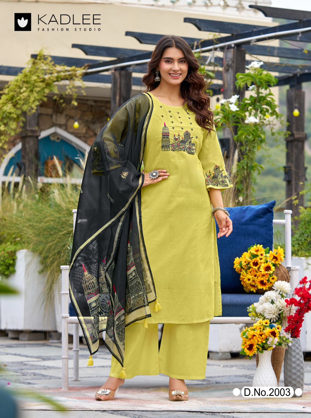 Kadlee Deeva-5 Sali Cotton Thread Work Kurti Set with Organza Dupatta