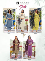 Kadlee Deeva-5 Sali Cotton Thread Work Kurti Set with Organza Dupatta