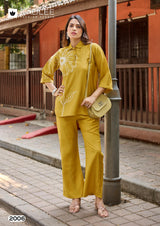 Kadlee Golden Lady Co-Ord Set - 6 PCS Set - Viscose Weaving Designer Top With Pant - M.R. Saree Emporium