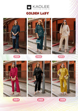 Kadlee Golden Lady Co-Ord Set - 6 PCS Set - Viscose Weaving Designer Top With Pant - M.R. Saree Emporium