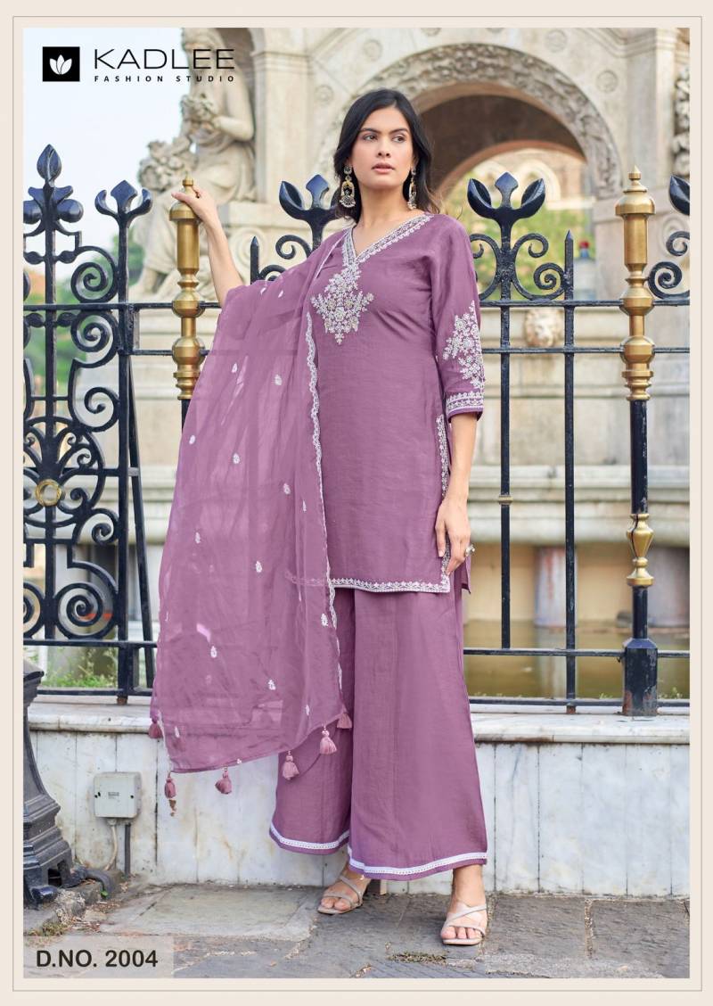 Kadlee Gori Viscose Crepe Kurti Pant Dupatta Set - 4 PCS Set - Thread Work Designer Suit - M.R. Saree Emporium