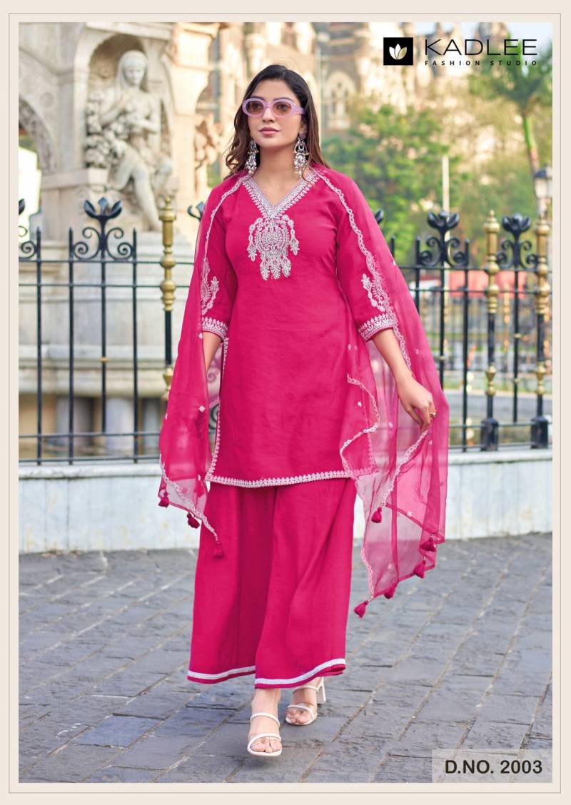 Kadlee Gori Viscose Crepe Kurti Pant Dupatta Set - 4 PCS Set - Thread Work Designer Suit - M.R. Saree Emporium