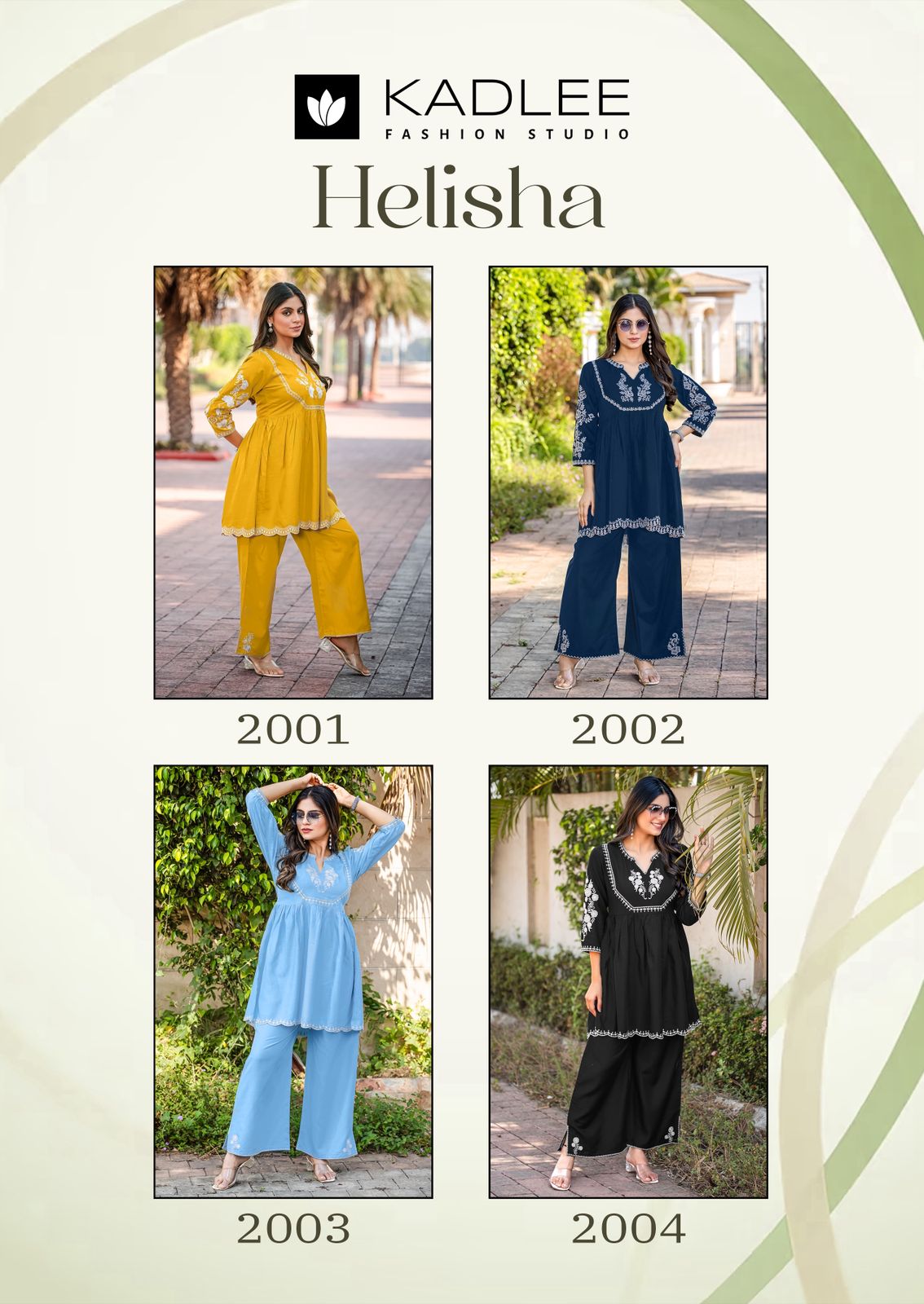 Kadlee Helisha Rayon Co-Ord Set With Thread Work - 4 PCS Set - Designer Kurti Pant Set - M.R. Saree Emporium