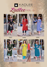 Kadlee Ladlee Vol 3 Rayon Kurti Set Daily Wear