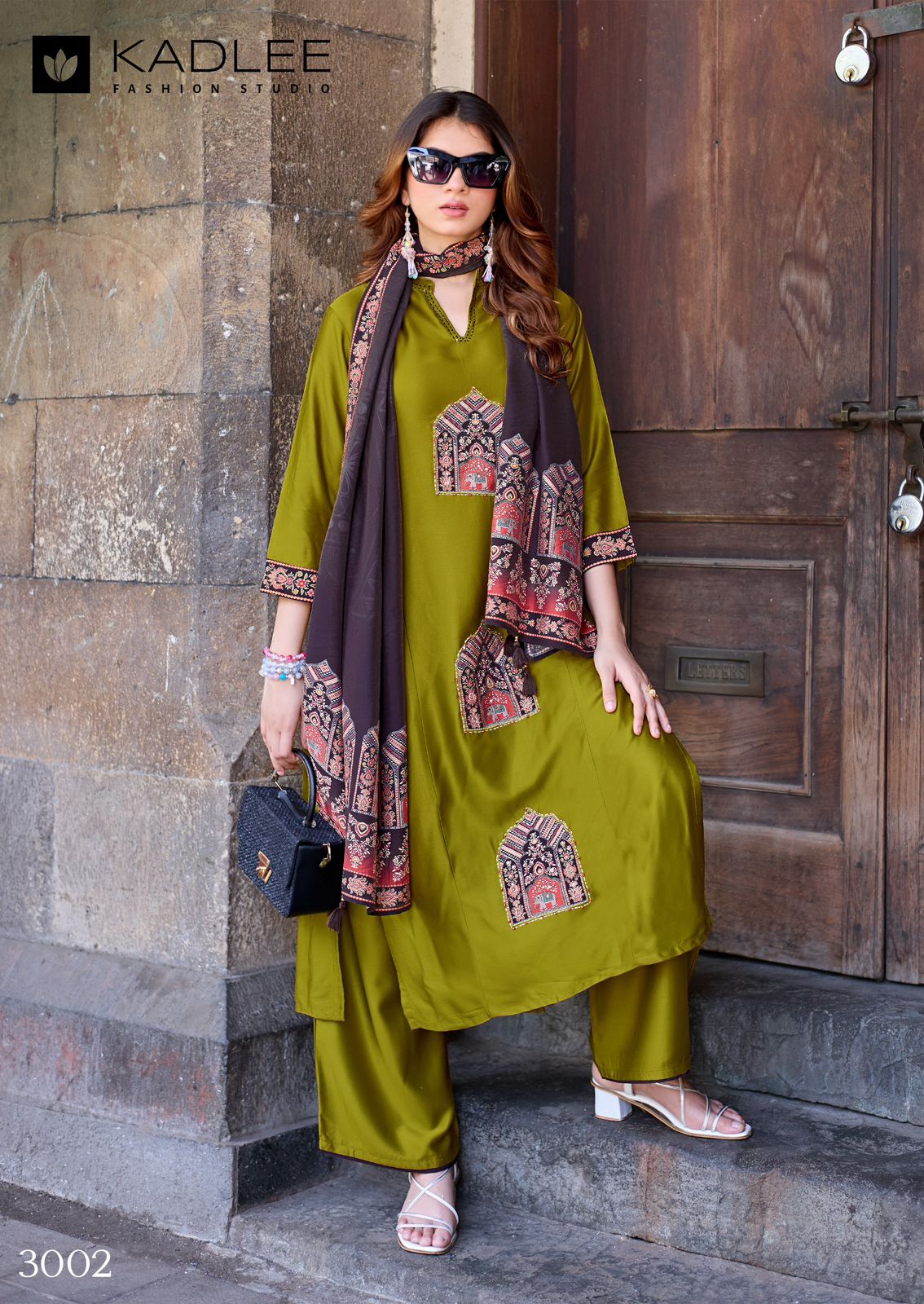 Kadlee Royal Queen Gajji Silk Handwork Kurti Set with Chanderi Dupatta