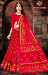KASHISH CHUNDRI Cotton Bandhani Printed Saree with Designer Border - 10 Pcs Set