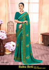 Kayaan Bahu Beti Vol-92 Simmar Georgette Saree Set (8 Pcs) Printed Lace Border Daily Wear - M.R. Saree Emporium
