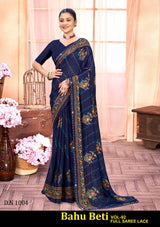 Kayaan Bahu Beti Vol-92 Simmar Georgette Saree Set (8 Pcs) Printed Lace Border Daily Wear - M.R. Saree Emporium