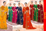 Kayaan Bahu Beti Vol-92 Simmar Georgette Saree Set (8 Pcs) Printed Lace Border Daily Wear - M.R. Saree Emporium