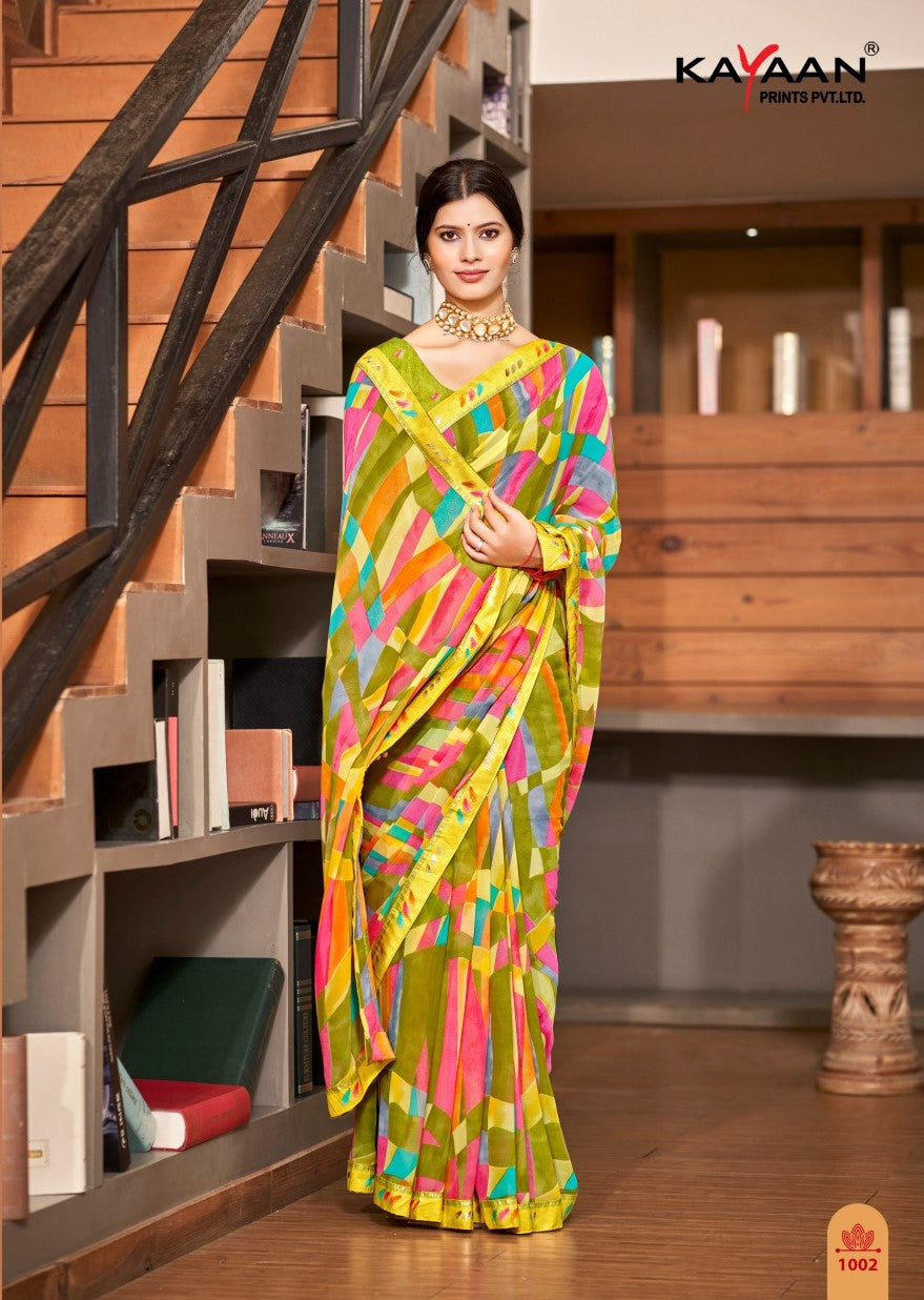 Kayaan Nikita Vol-2 Chiffon Fancy Print Saree with Lace Border | M.R. Saree Emporium
