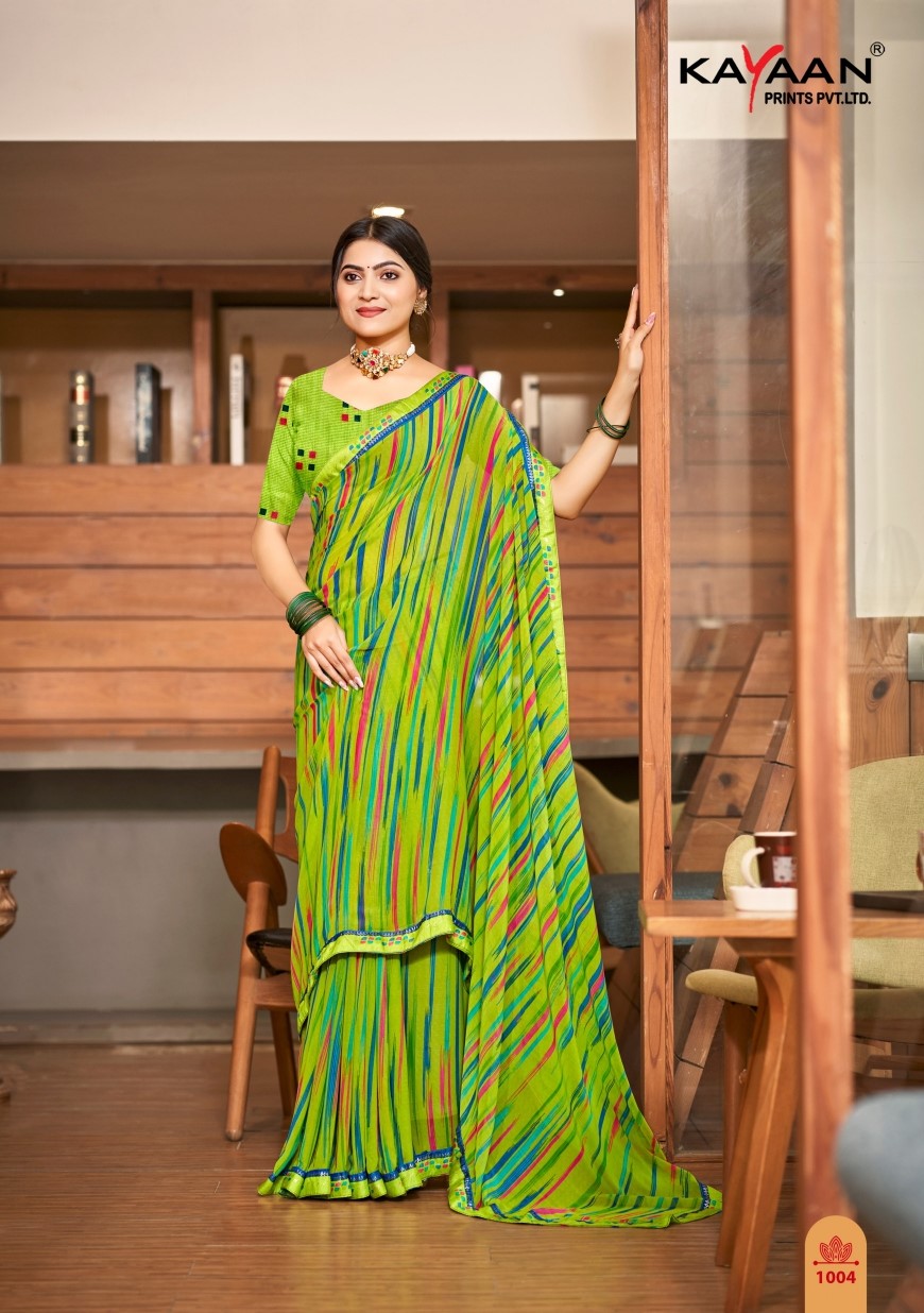 Kayaan Nikita Vol-2 Chiffon Fancy Print Saree with Lace Border | M.R. Saree Emporium