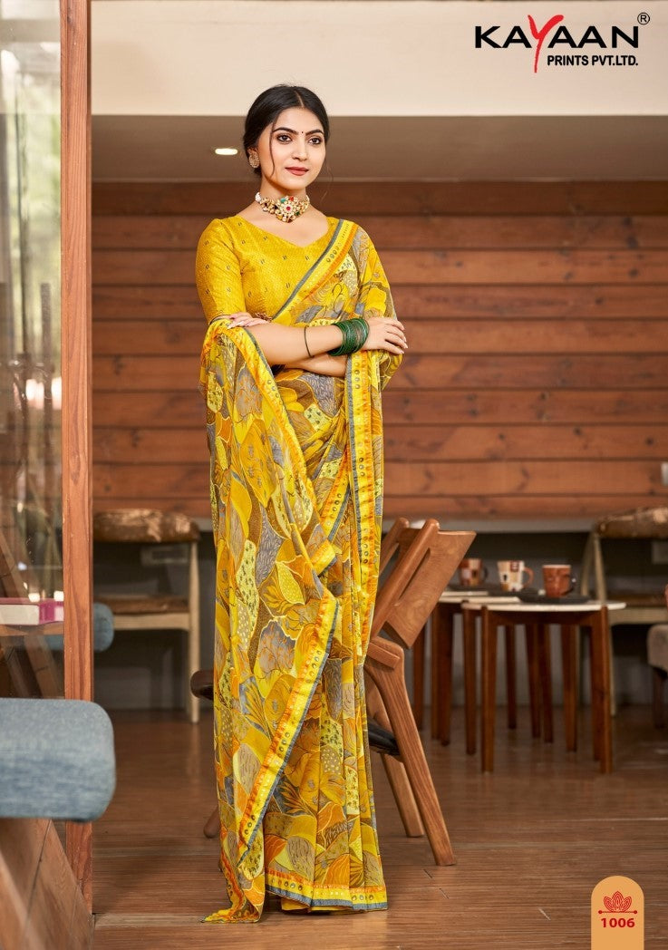 Kayaan Nikita Vol-2 Chiffon Fancy Print Saree with Lace Border | M.R. Saree Emporium