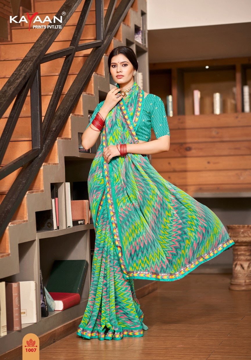 Kayaan Nikita Vol-2 Chiffon Fancy Print Saree with Lace Border | M.R. Saree Emporium