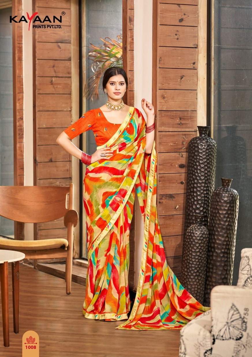 Kayaan Nikita Vol-2 Chiffon Fancy Print Saree with Lace Border | M.R. Saree Emporium