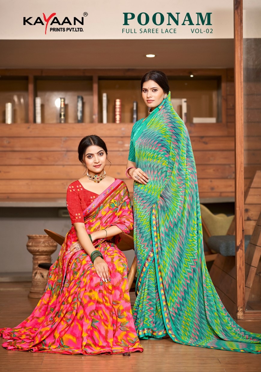 Kayaan Nikita Vol-2 Chiffon Fancy Print Saree with Lace Border | M.R. Saree Emporium