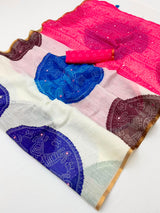 RajYog Kazari Kakshi Linen Mirror Work Saree Wholesale