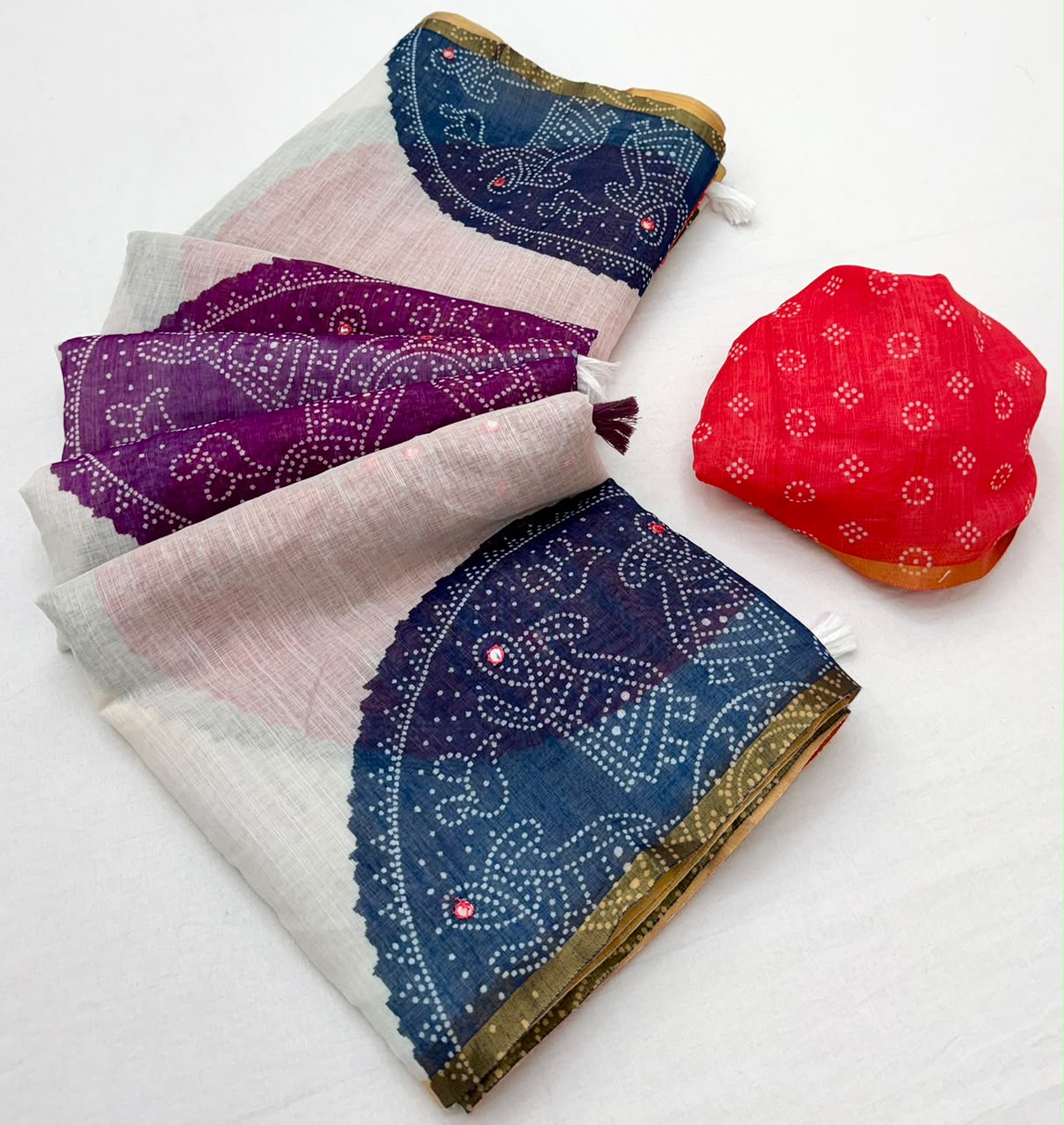 RajYog Kazari Kakshi Linen Mirror Work Saree Wholesale