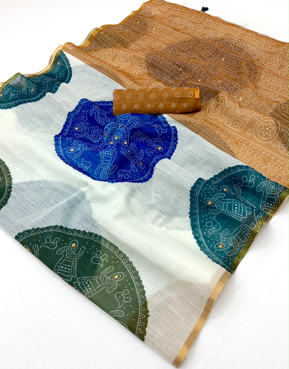 RajYog Kazari Kakshi Linen Mirror Work Saree Wholesale