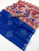 Kazari Viona Linen Zari Weaving Saree Set Wholesale