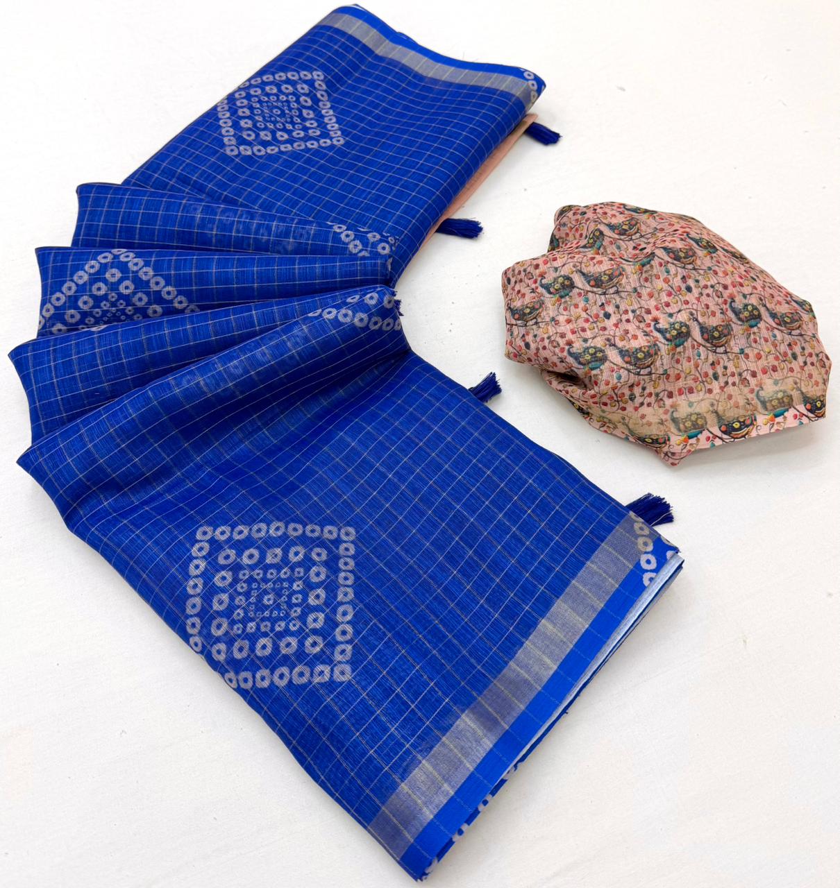 Kazari Viona Linen Zari Weaving Saree Set Wholesale