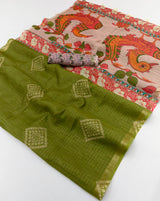 Kazari Viona Linen Zari Weaving Saree Set Wholesale