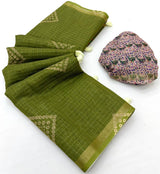 Kazari Viona Linen Zari Weaving Saree Set Wholesale