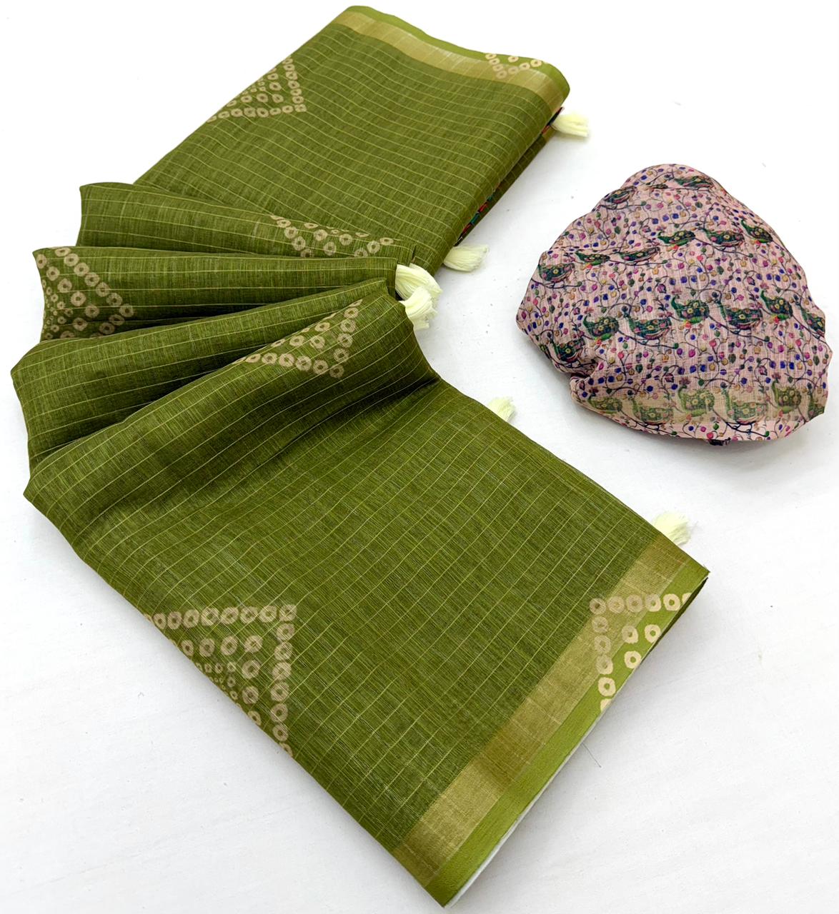 Kazari Viona Linen Zari Weaving Saree Set Wholesale
