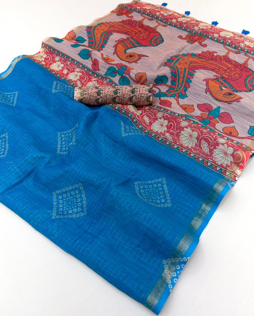 Kazari Viona Linen Zari Weaving Saree Set Wholesale