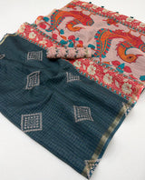 Kazari Viona Linen Zari Weaving Saree Set Wholesale